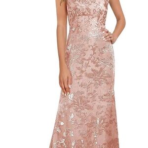 Elegant Pink Floral Maxi Dress